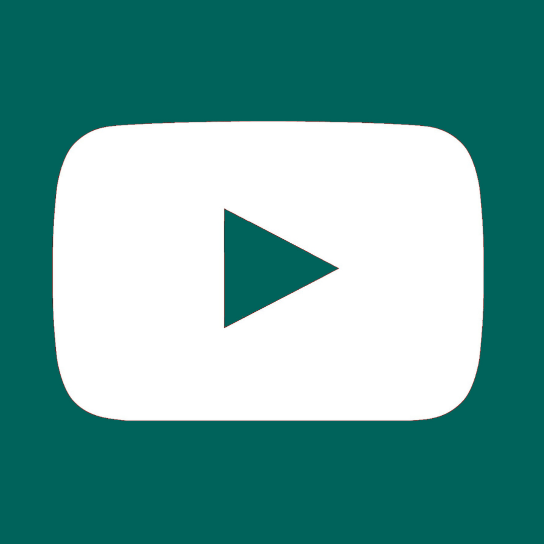 The youtube logo - a stylized play button - appears in white against a dark green background